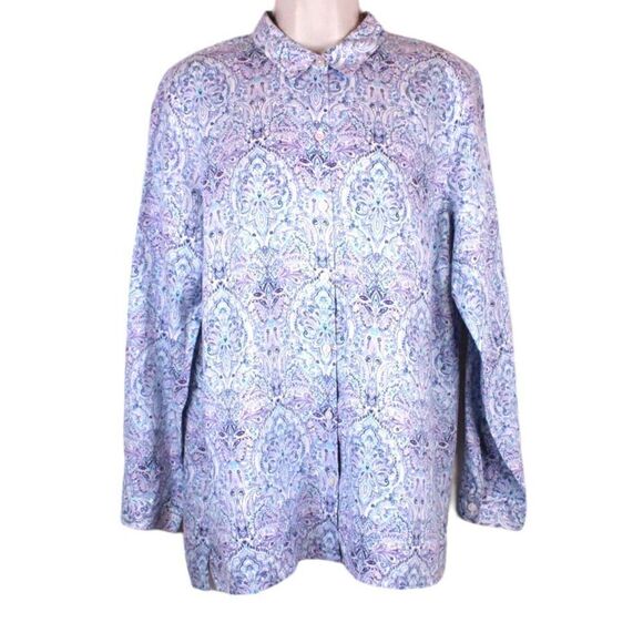 J.Jill 100% Linen Tunic Long Sleeve in Lavender Size Medium - Picture 1 of 9